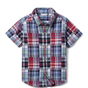 NWT- Janie and Jack Madras Plaid Patchwork  Shirt